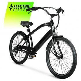 Hyper Bicycles E-Ride 26" Men's 36V Electric Cruiser E-Bike with Pedal-Assist, 250W Motor, Black