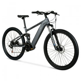 Hyper Bicycles E-Ride 29" 36V Electric Mountain Bike for Adults, Pedal-Assist, 250W Mid-Drive E-Bike Motor, Grey